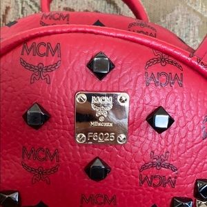 Red mini mcm backpack